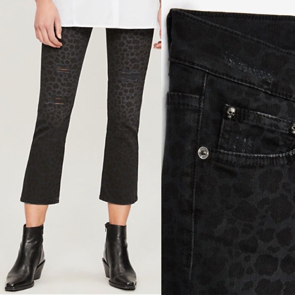 The Kooples Distressed Lexi Leopard Straight Leg Jeans 24